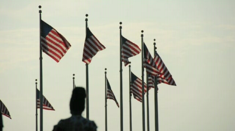 American Flag Flying In The Wind United States