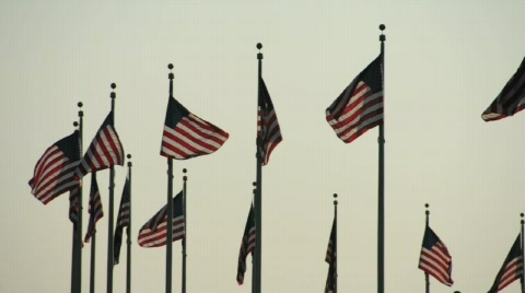 American Flag Flying In The Wind United States