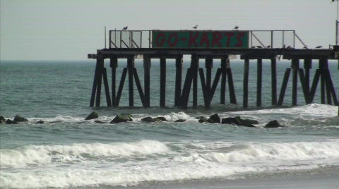 Hot Girls Walking By The Pier On The Beach