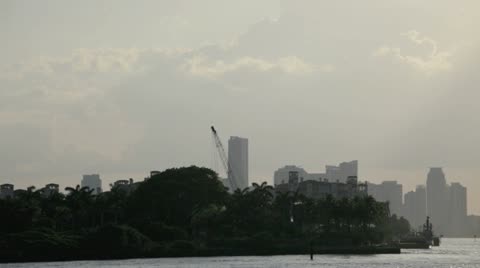 Port Of Miami At Dusk