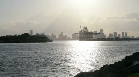 Port Of Miami At Dusk