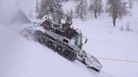 Snowcat Working In Ski Resort