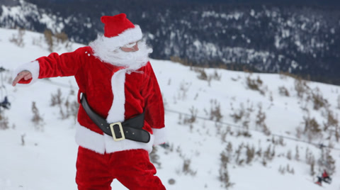 Santa Claus Snowboarding