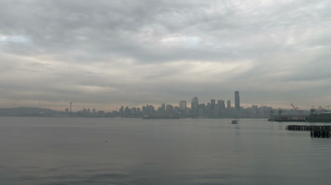 Seattle Skyline Winter Gray