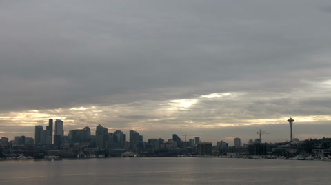 Seattle Skyline Winter Gray