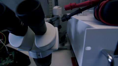 Dolly Shot Of Electronic Microscope