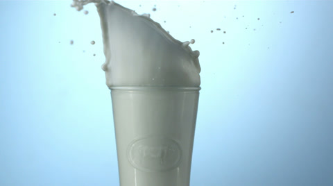 Cookie Splashing Into Glass Of Milk, Slow Motion