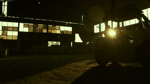 Workers Leave Factory At Sunrise At Slow Motion