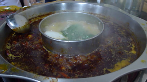 boiling hot pot, so called huoguo, a famous traditional dish in