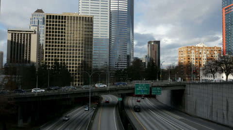 Seattle Freeway And Skyline