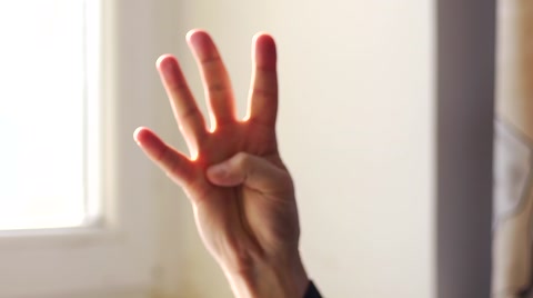 Blured Palm To Fist Five Fingers Countdown