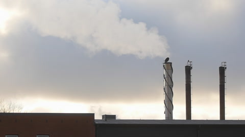 Smoke Coming From Factory Smokestacks - Slow Motion