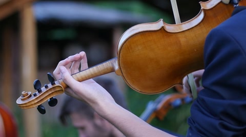 Playing The Violin With A Bow - Stringed Musical Instrument