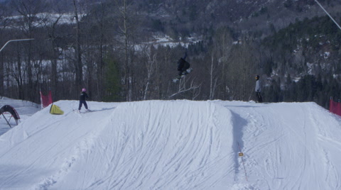 Extreme Slow Motion Winter Extreme Sport - Ski Hill Tricks