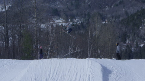 Extreme Slow Motion Winter Extreme Sport - Ski Hill Tricks