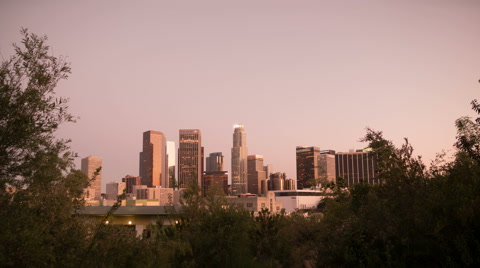 8K Los Angeles Sunset To Night 24 Time Lapse Skyline