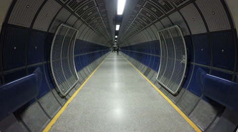 4K Wide Angle View Of A Pedestrian Tunnel