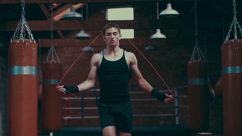 Boxer Rope Jump Training 4K Slow Motion
